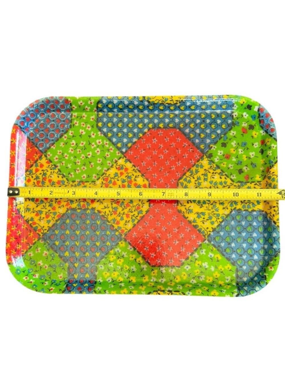 Vintage Traymold Fiberglass Colorful Patchwork Serving Tray - Picture 3 of 5